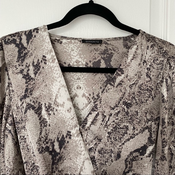 Satin Snakeskin Crossover Bodysuit - Picture 6 of 10